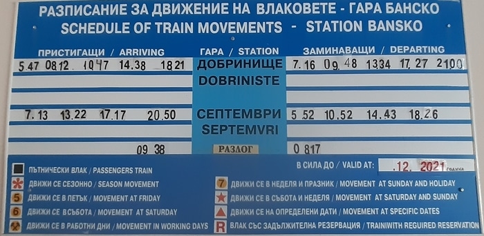 orari treni alla stazione di bansko